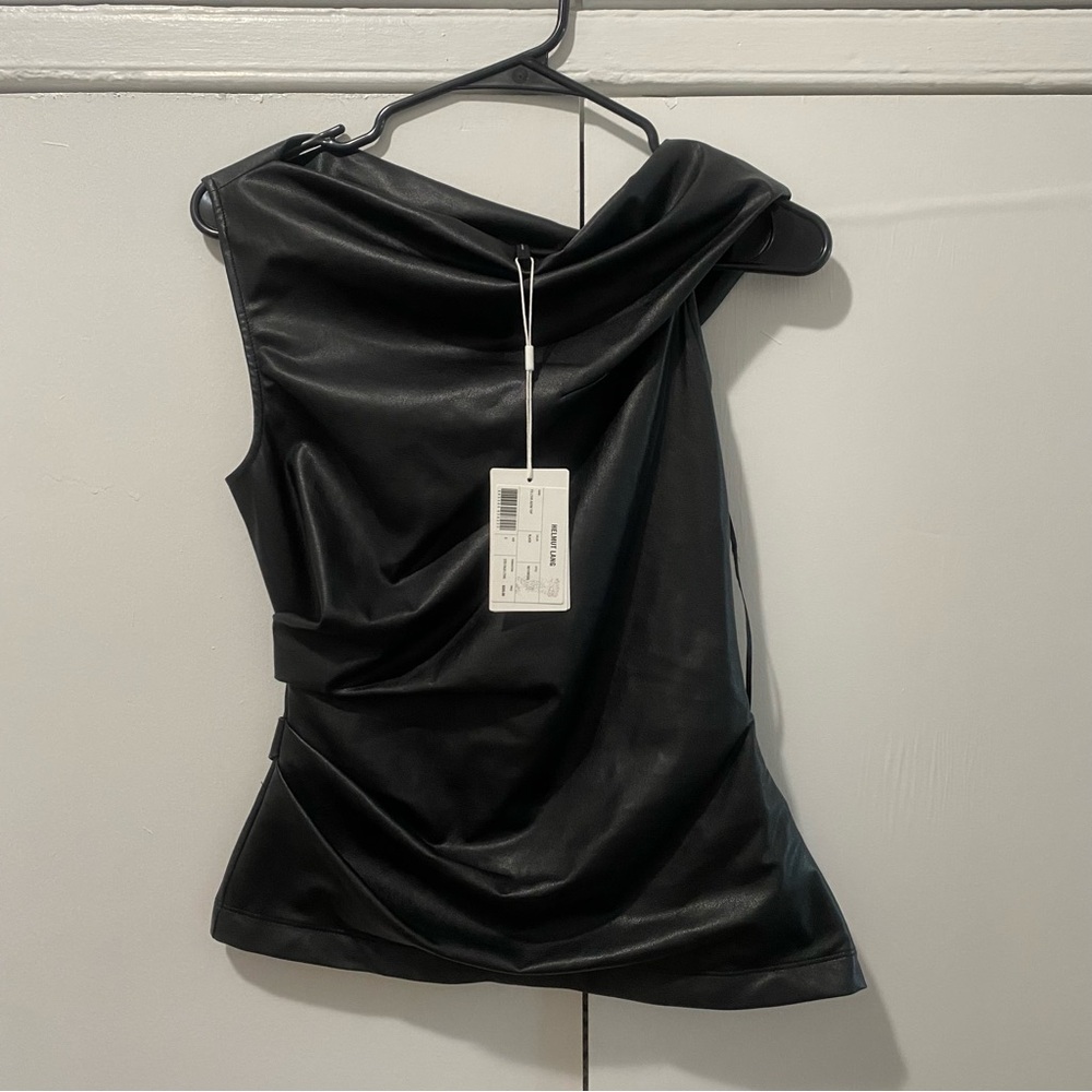 new with tags helmut lang faux leather structured top